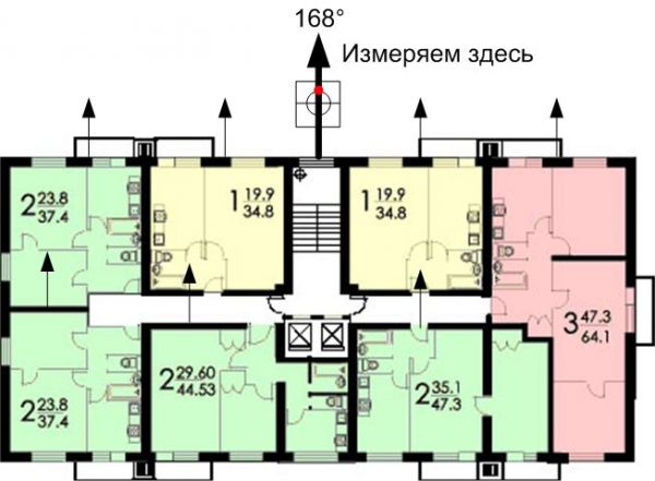 Перенести замеры по двери на квартиру по Фэншуй